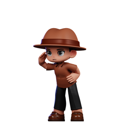 Cute Detective Looking  3D Illustration