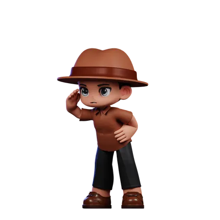 Cute Detective Looking  3D Illustration