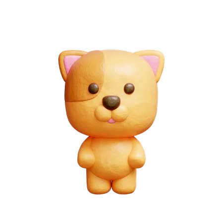 3 D Cute Dog Cartoon Animal Character 3D Icon