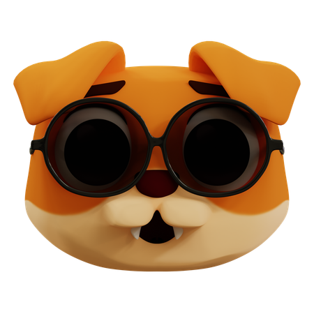 Cute Dog Cool Emoji  3D Icon