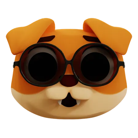 Cute Dog Cool Emoji  3D Icon