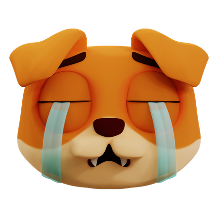 Cute Dog Cry Emoji  3D Icon