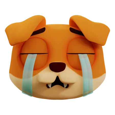 Cute Dog Cry Emoji  3D Icon