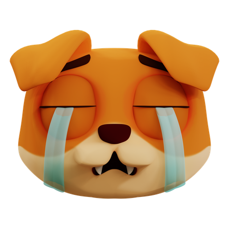 Cute Dog Cry Emoji  3D Icon