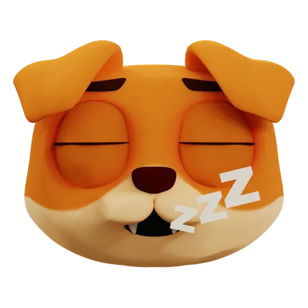 Cute Dog Deep Sleep Emoji  3D Icon