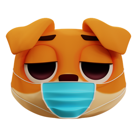 Cute Dog Having Flu Emoji  3D Icon