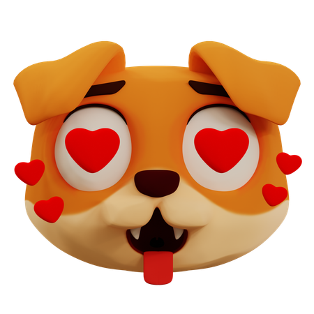 Cute Dog Love Emoji  3D Icon