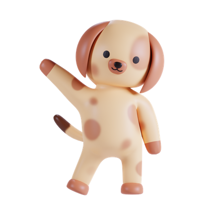 Cute Dog Say Hello  3D Illustration