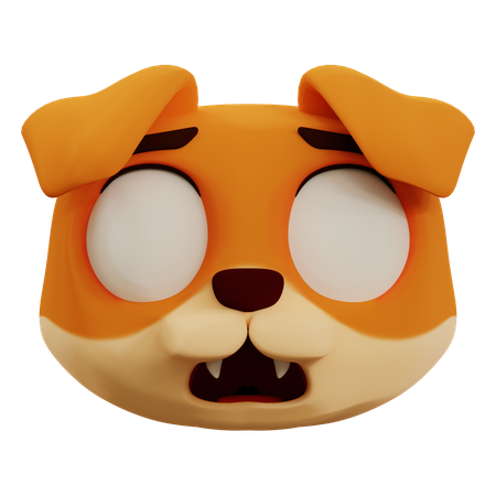 Cute Dog Scared Emoji  3D Icon