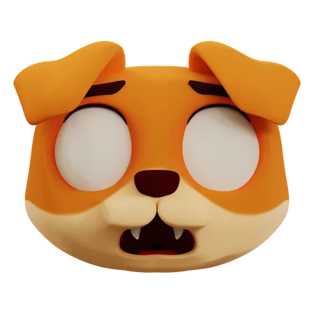 Cute Dog Scared Emoji  3D Icon
