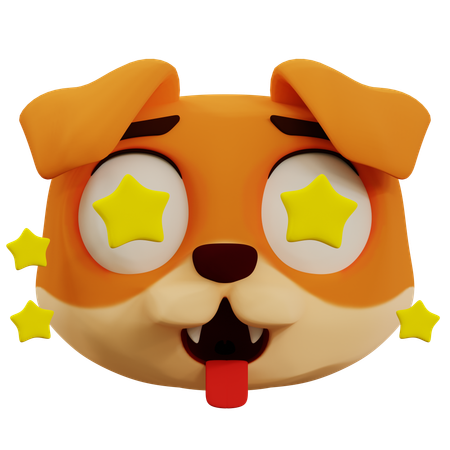 Cute Dog Star Emoji  3D Icon