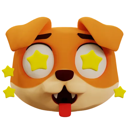 Cute Dog Star Emoji  3D Icon