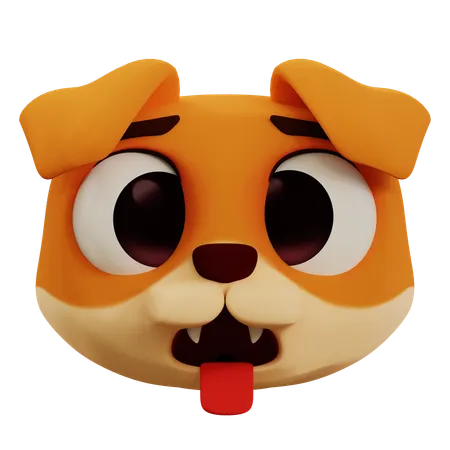 Cute Dog Tongue Emoji  3D Icon