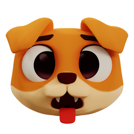 Cute Dog Tongue Emoji  3D Icon