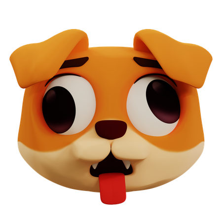 Cute Dog Ugly Face Emoji  3D Icon