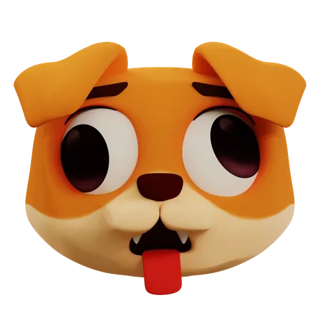 Cute Dog Ugly Face Emoji  3D Icon