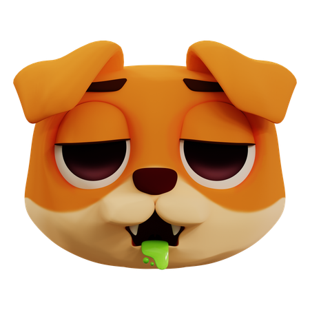 Cute Dog Vomiting Emoji  3D Icon