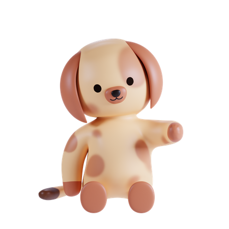 Cute Dog Waving Hand  3D Illustration