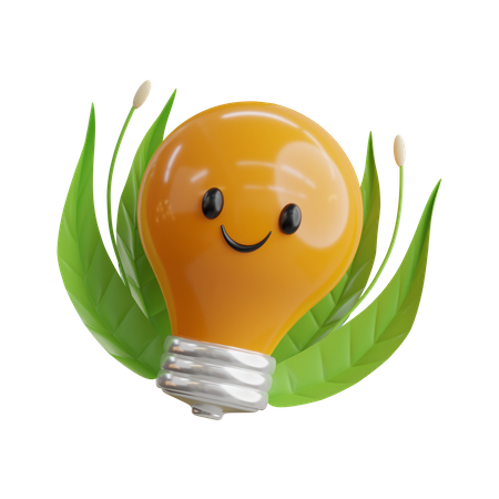 Cute Eco Bulb  3D Icon