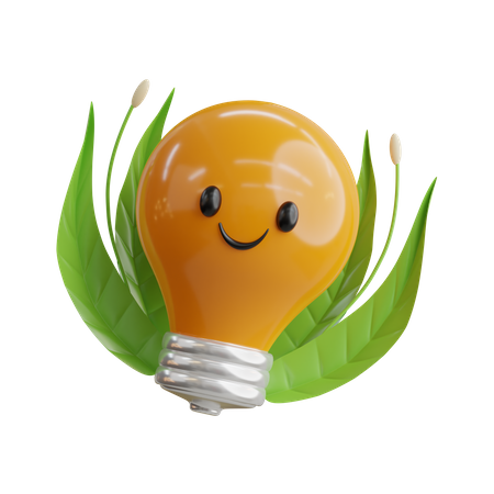 Cute Eco Bulb  3D Icon