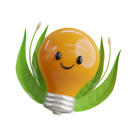 Cute Eco Bulb  3D Icon