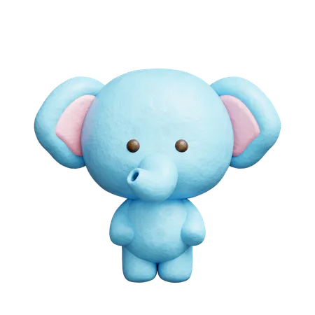 3 D Cute Elephant Cartoon Animal Character 3D Icon