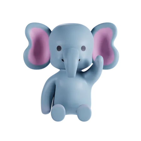 Cute Elephant Say Hello  3D Illustration