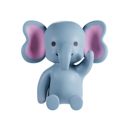 Cute Elephant Say Hello 3D Illustration