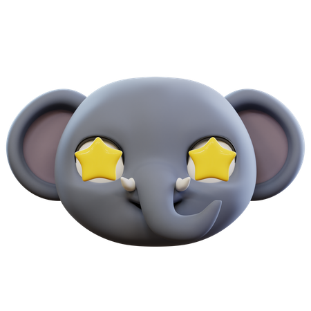 Cute Elephant Star Emoticon  3D Icon