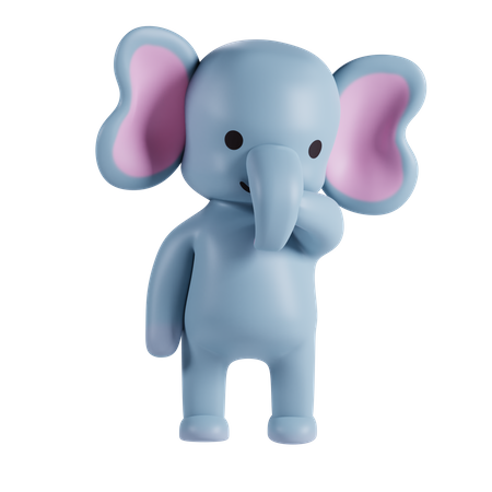 Cute Elephant Thinking Something  3D Illustration