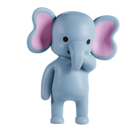 Cute Elephant Thinking Something 3D Illustration