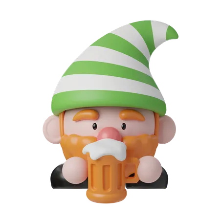 Cute Gnome Elf Drinking Beer 3 D Saint Patrick S Day Holiday Festival 3 D Icon Set Illustration 3D Icon