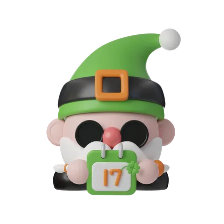 Cute Gnome Elf Holding Calender 3 D Saint Patrick S Day Holiday Festival 3 D Icon Set Illustration 3D Icon