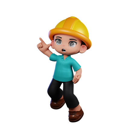 Cute Engineer Doing Happy Jumping  3D Illustration