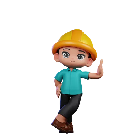 Cute Engineer Giving Acting Cool Pose  3D Illustration