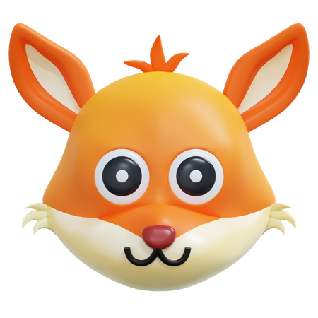 Cute Face Fox Emoticon  3D Icon