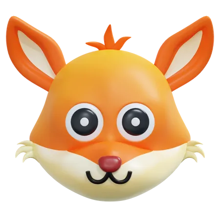 Cute Face Fox Emoticon  3D Icon