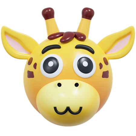 Cute Face Giraffe Emoticon  3D Icon