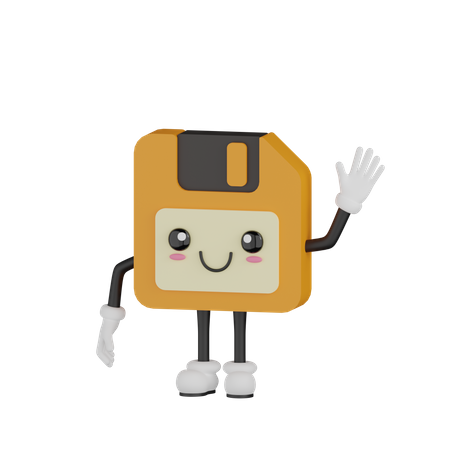 Cute Floppy Disk Character  3D Illustration