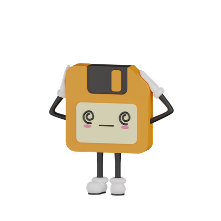 Cute Floppy Disk Character  3D Illustration