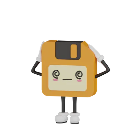 Cute Floppy Disk Character  3D Illustration