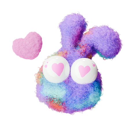 Cute Fluffy Heart  3D Icon