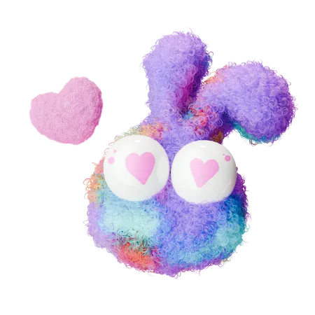 Cute Fluffy Heart  3D Icon