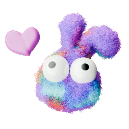 Cute Fluffy Heart  3D Icon