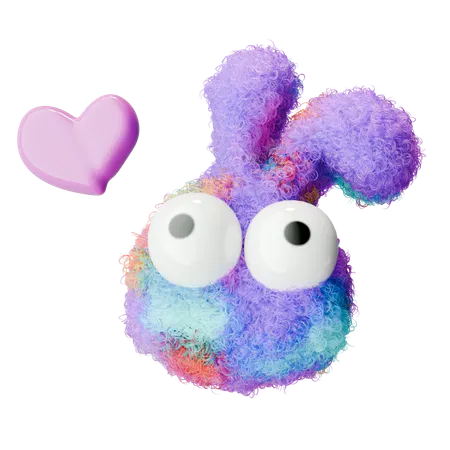 Cute Fluffy Heart  3D Icon