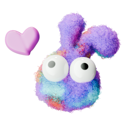 Cute Fluffy Heart  3D Icon
