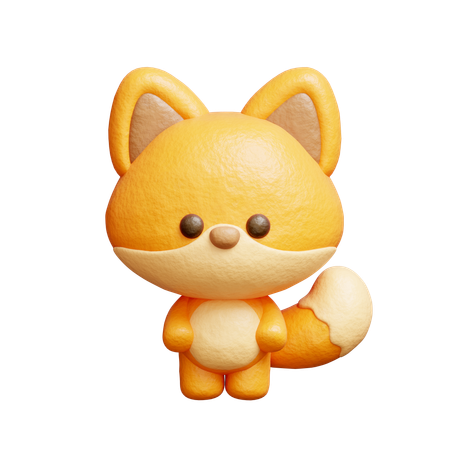 Cute Fox Character  3D Icon