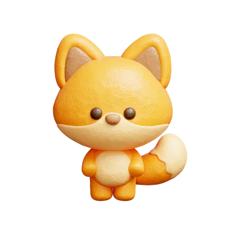 3 D Cute Fox Cartoon Animal Character 3D Icon