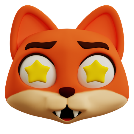 Cute Fox Star Emoji  3D Icon