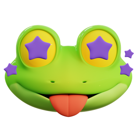 Cute Frog Star Emoji  3D Icon